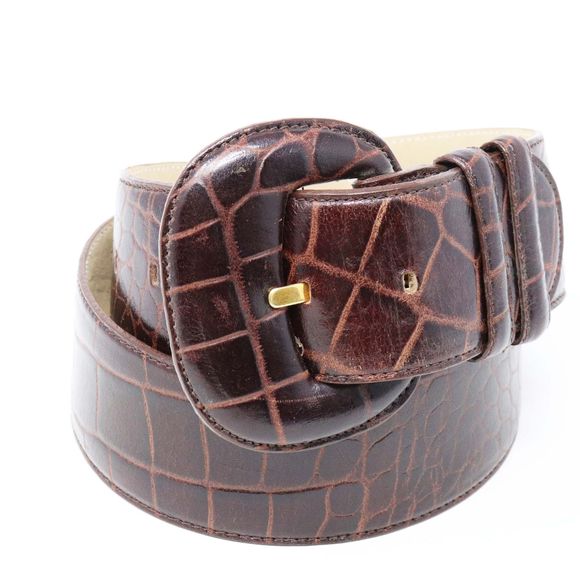 Valerie Stevens Brown Croc Embossed Belt - Picture 2 of 8